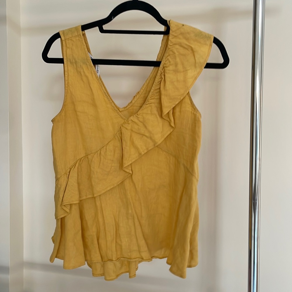 Zara Ruffle Linen Like Tank Top- Flowy Size XS